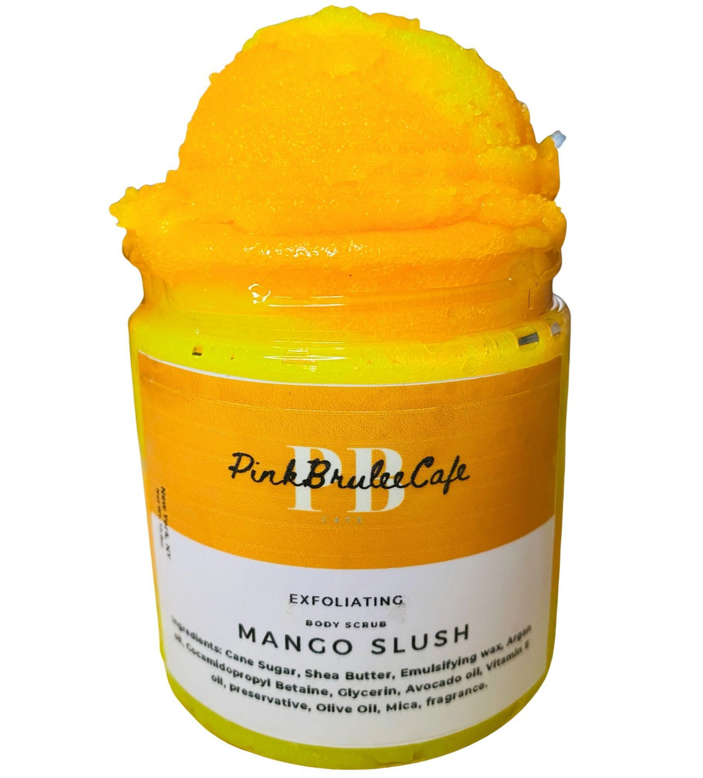 Mango slush body scrub in jar